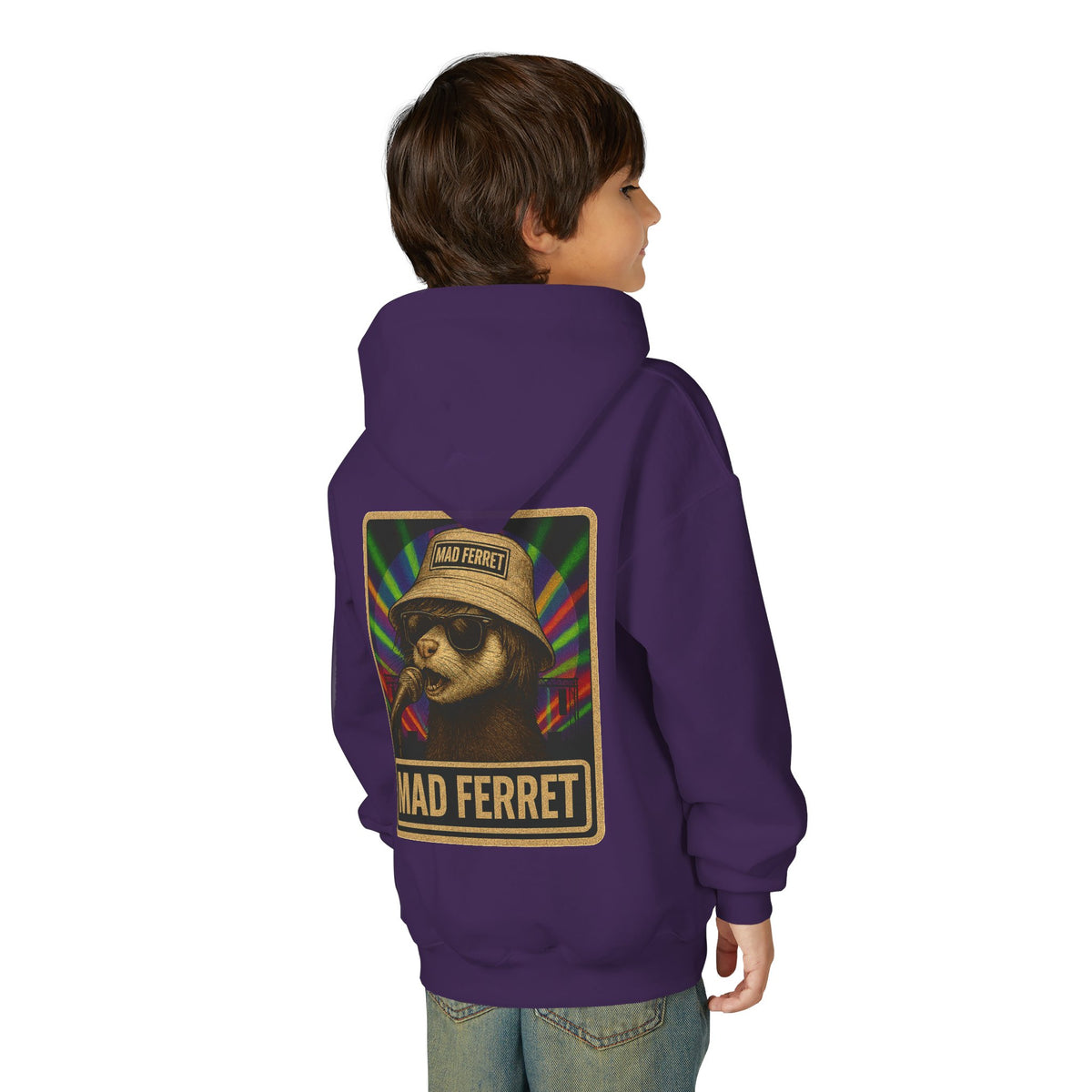 Mad Ferret White Logo Youth Heavy Blend Hooded Sweatshirt
