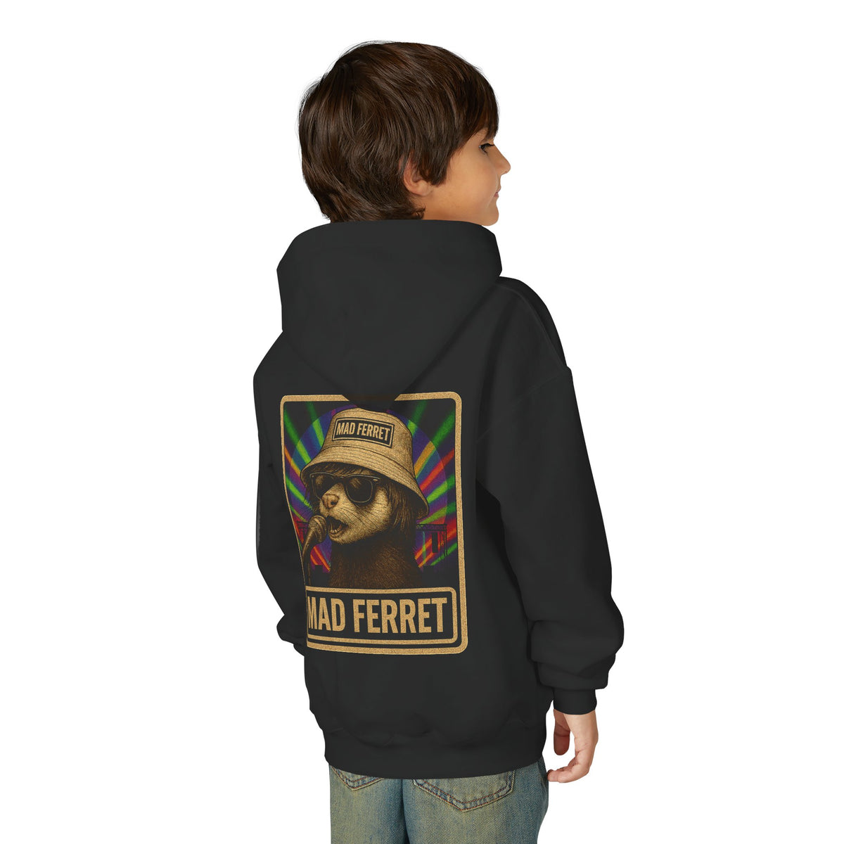 Mad Ferret White Logo Youth Heavy Blend Hooded Sweatshirt