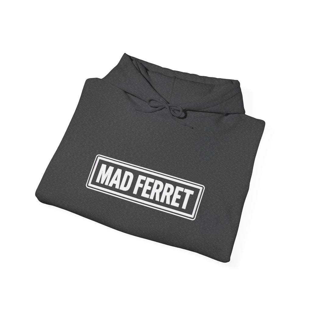 Mad Ferret White Logo and Graphic Unisex Heavy Blend™ Hooded Sweatshirt