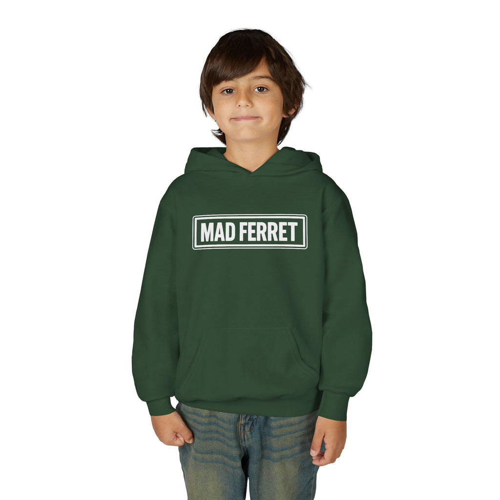 Mad Ferret White Logo Youth Heavy Blend Hooded Sweatshirt