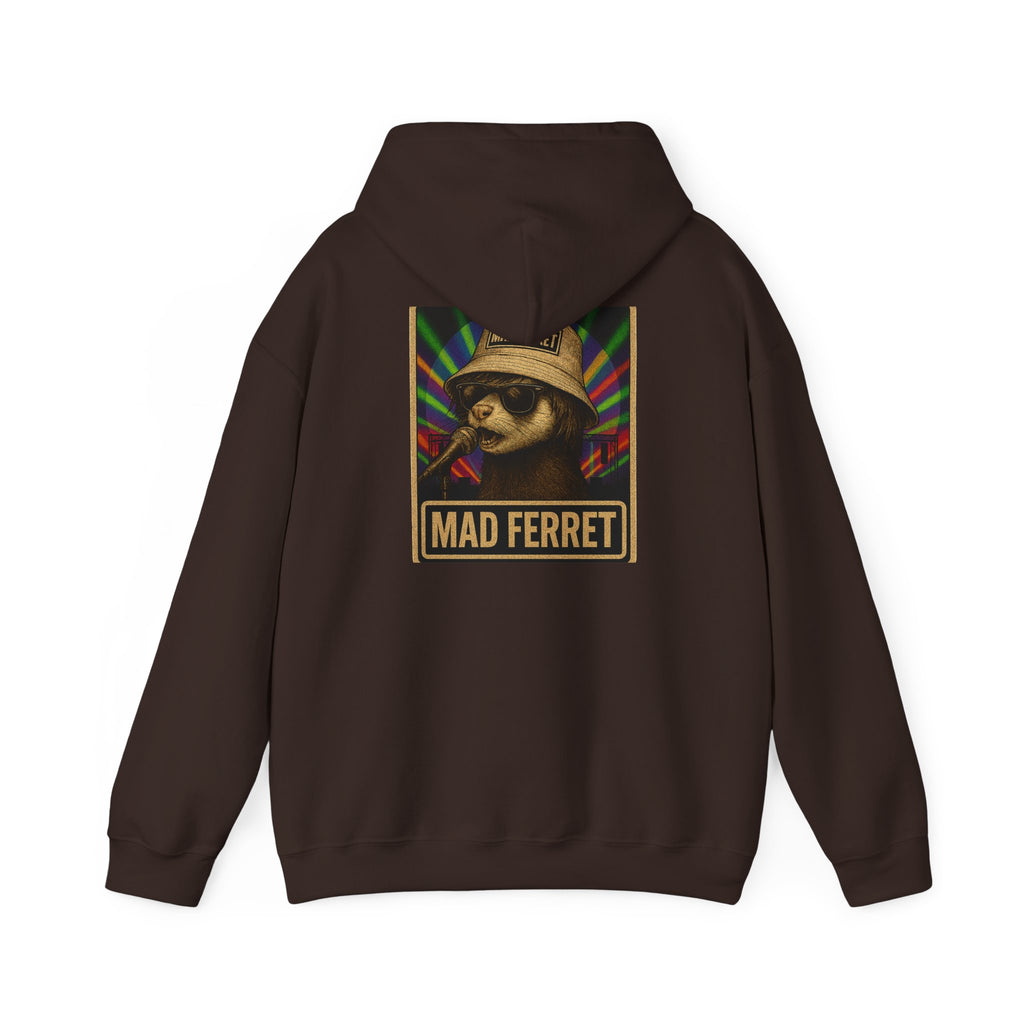 Mad Ferret White Logo and Graphic Unisex Heavy Blend™ Hooded Sweatshirt