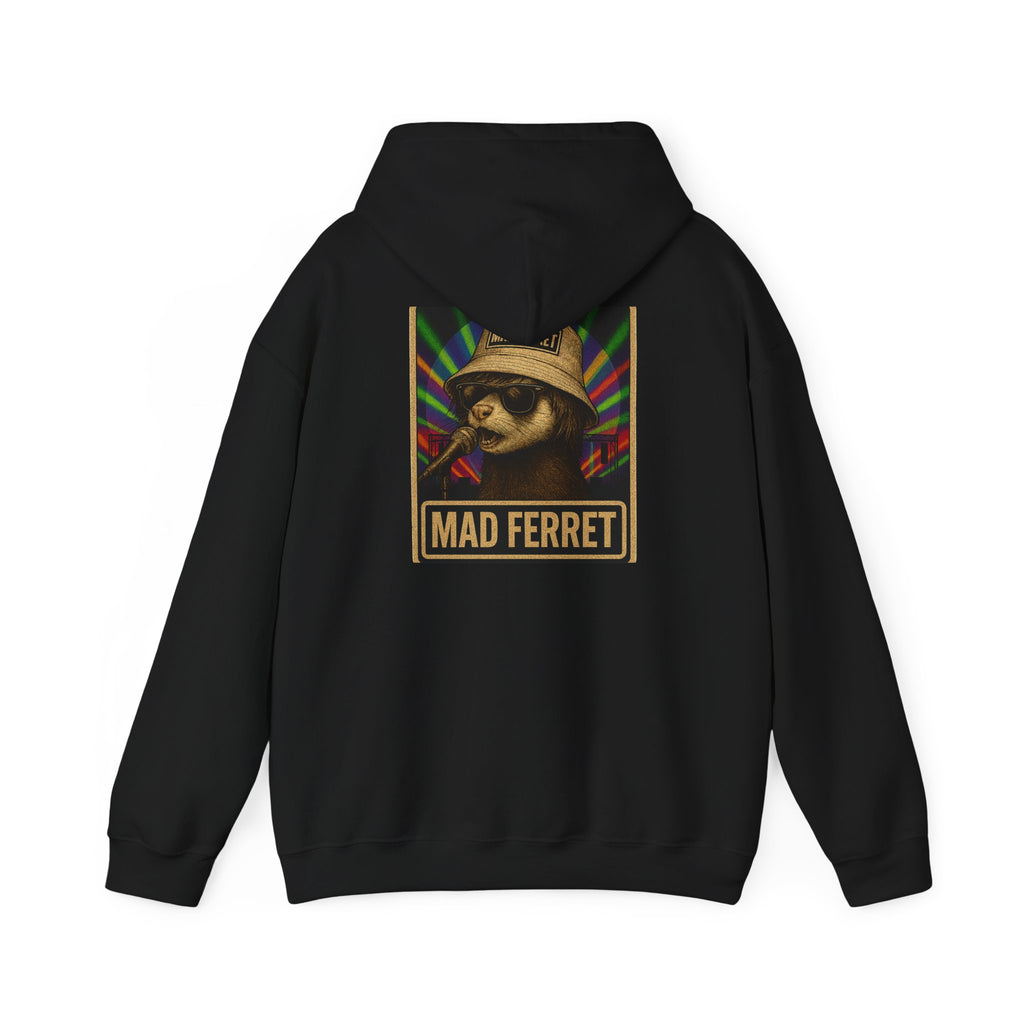 Mad Ferret White Logo and Graphic Unisex Heavy Blend™ Hooded Sweatshirt