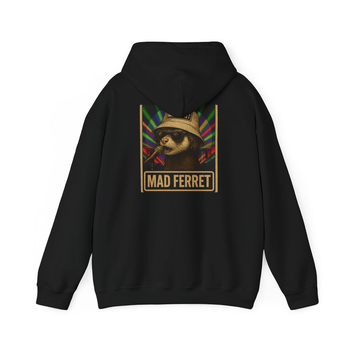 Mad Ferret White Logo and Graphic Unisex Heavy Blend™ Hooded Sweatshirt