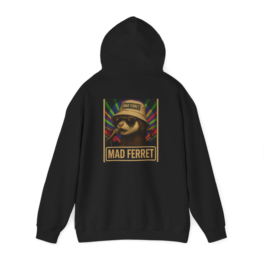 Mad Ferret White Logo and Graphic Unisex Heavy Blend™ Hooded Sweatshirt