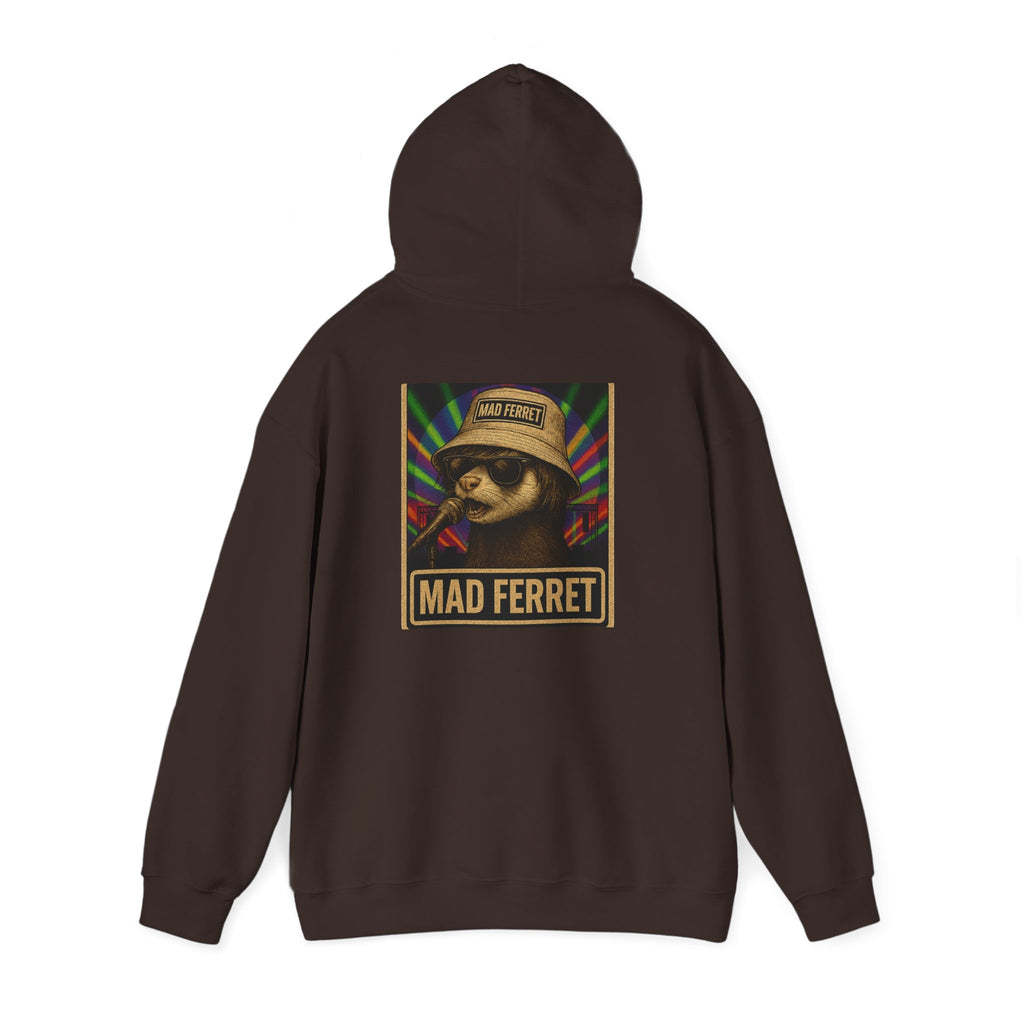Mad Ferret White Logo and Graphic Unisex Heavy Blend™ Hooded Sweatshirt
