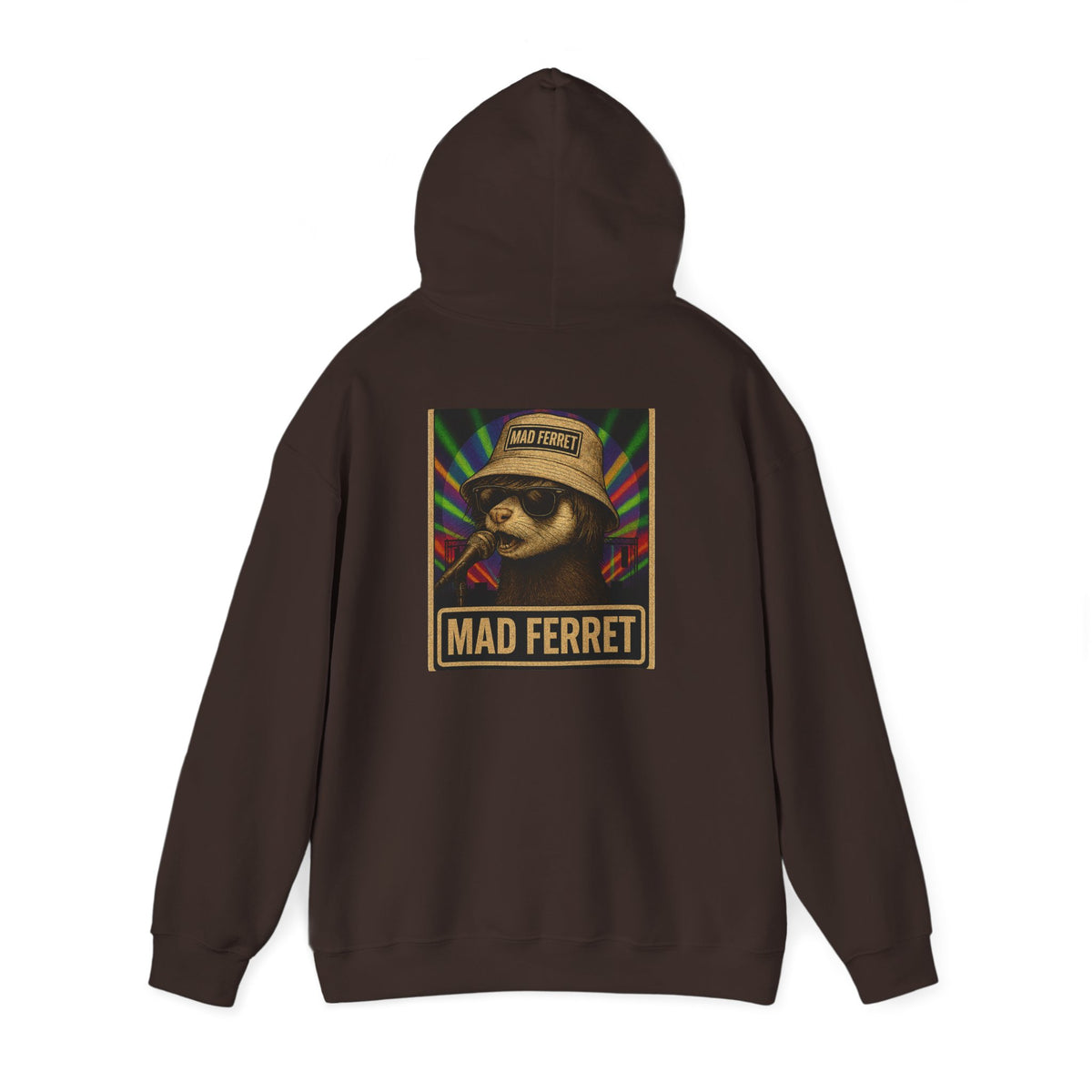 Mad Ferret White Logo and Graphic Unisex Heavy Blend™ Hooded Sweatshirt