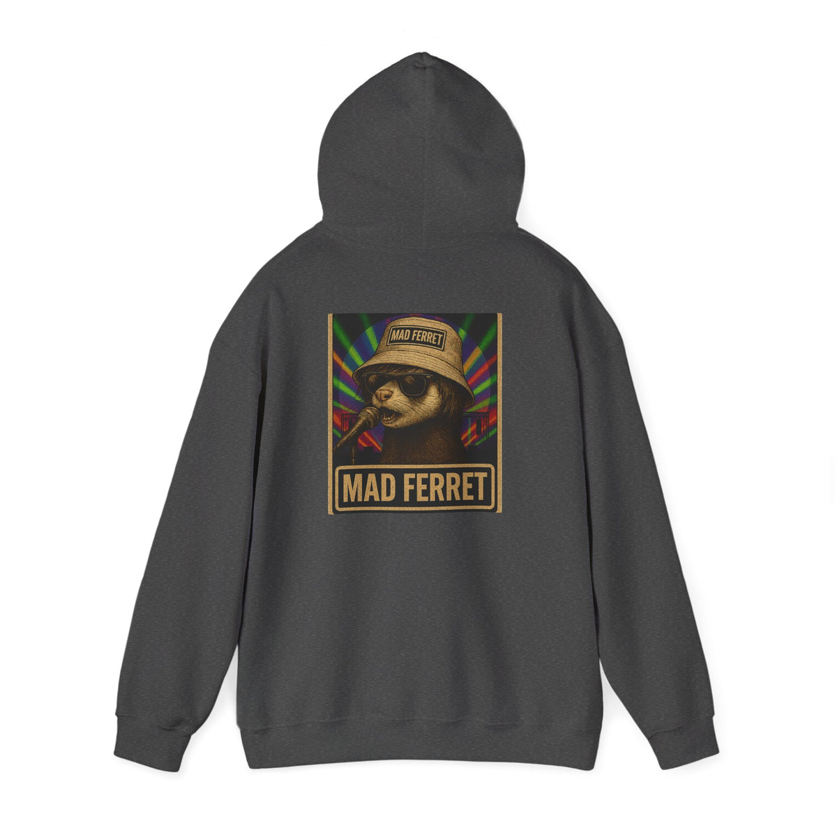 Mad Ferret White Logo and Graphic Unisex Heavy Blend™ Hooded Sweatshirt