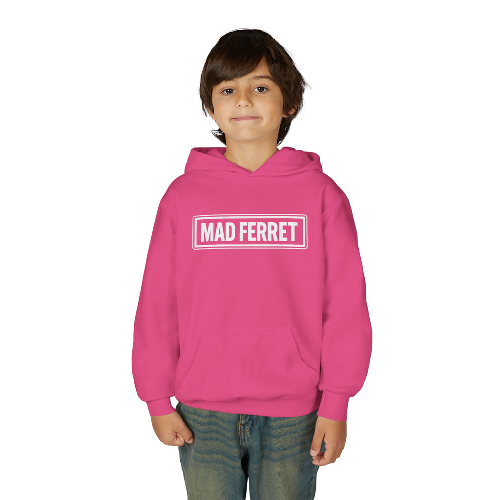 Mad Ferret White Logo Youth Heavy Blend Hooded Sweatshirt