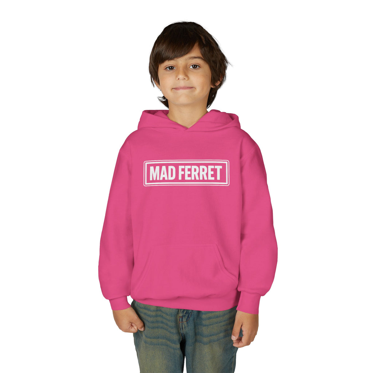 Mad Ferret White Logo Youth Heavy Blend Hooded Sweatshirt
