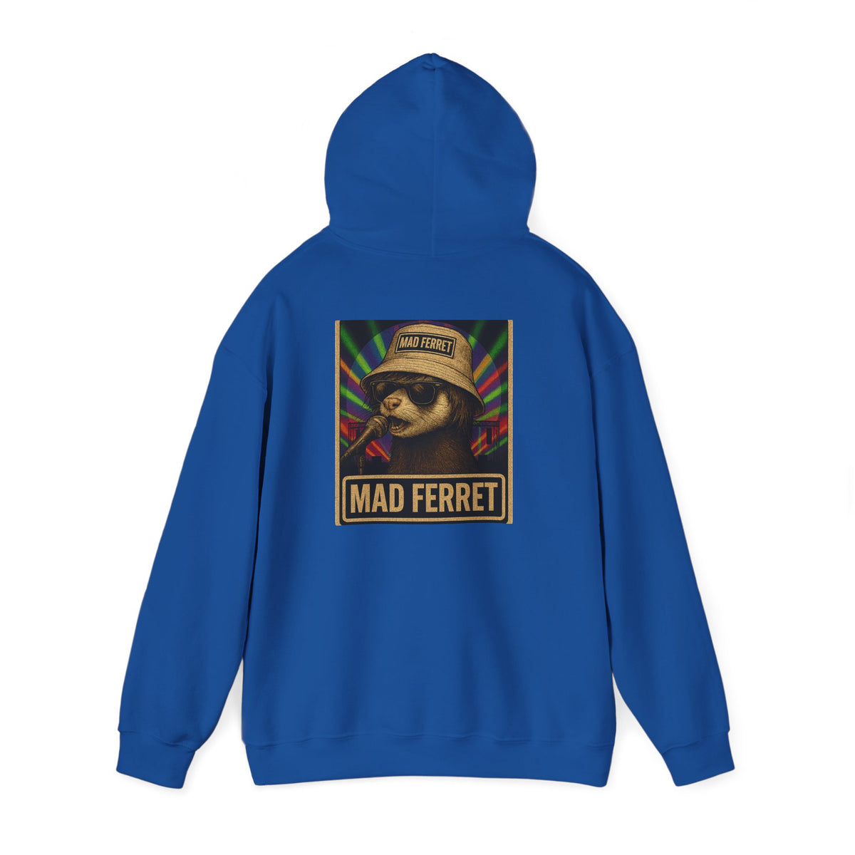 Mad Ferret White Logo and Graphic Unisex Heavy Blend™ Hooded Sweatshirt