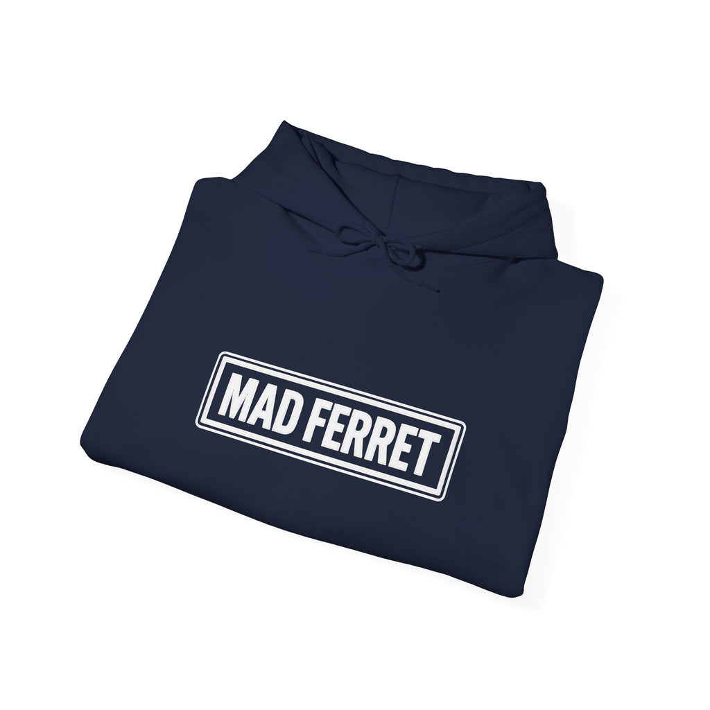 Mad Ferret White Logo and Graphic Unisex Heavy Blend™ Hooded Sweatshirt