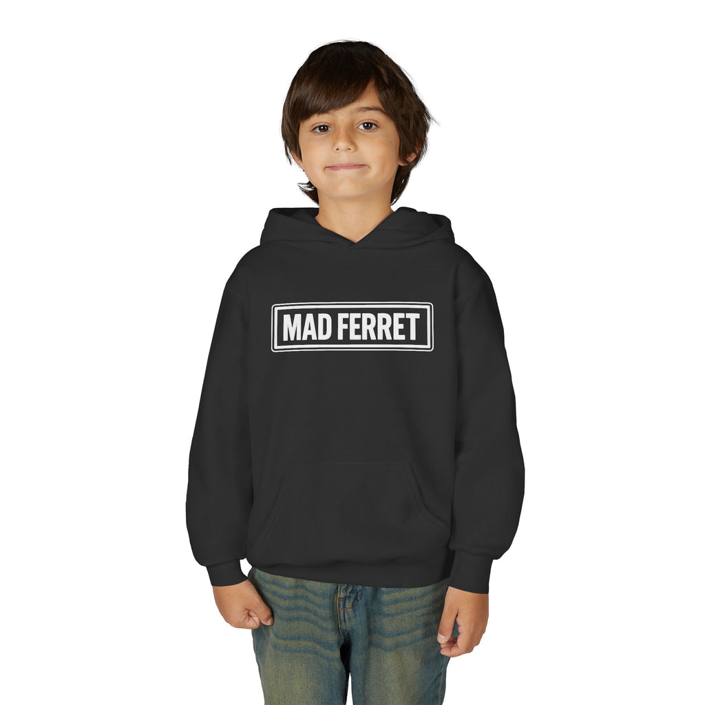 Mad Ferret White Logo Youth Heavy Blend Hooded Sweatshirt