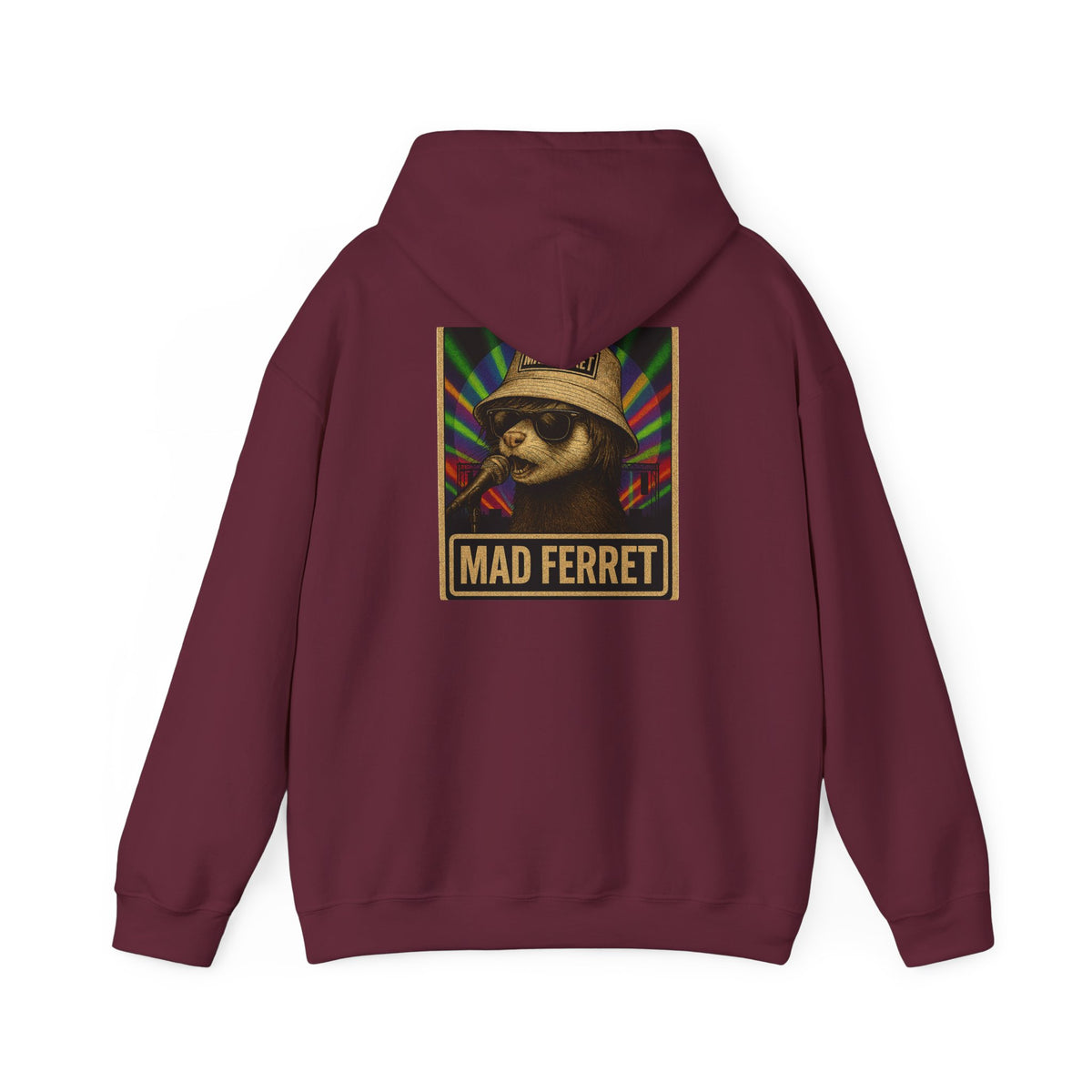 Mad Ferret White Logo and Graphic Unisex Heavy Blend™ Hooded Sweatshirt