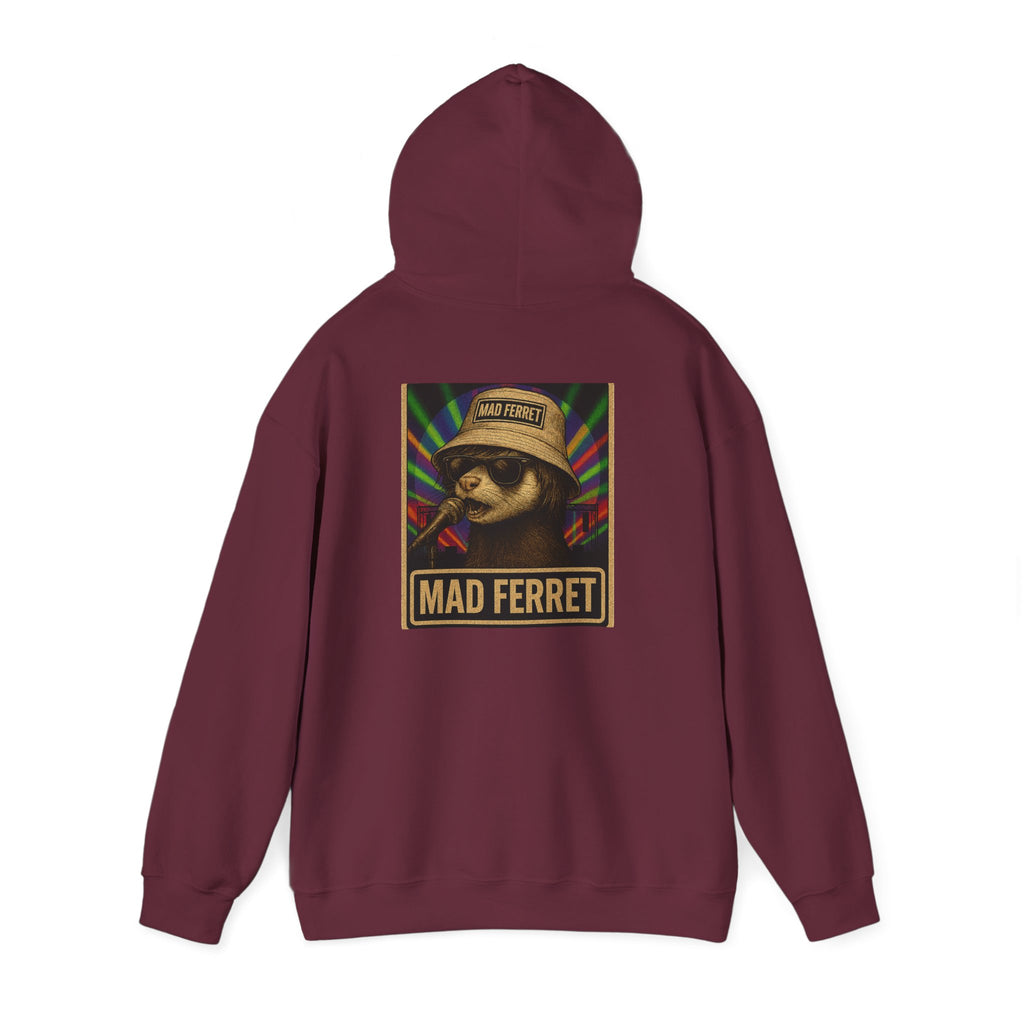Mad Ferret White Logo and Graphic Unisex Heavy Blend™ Hooded Sweatshirt