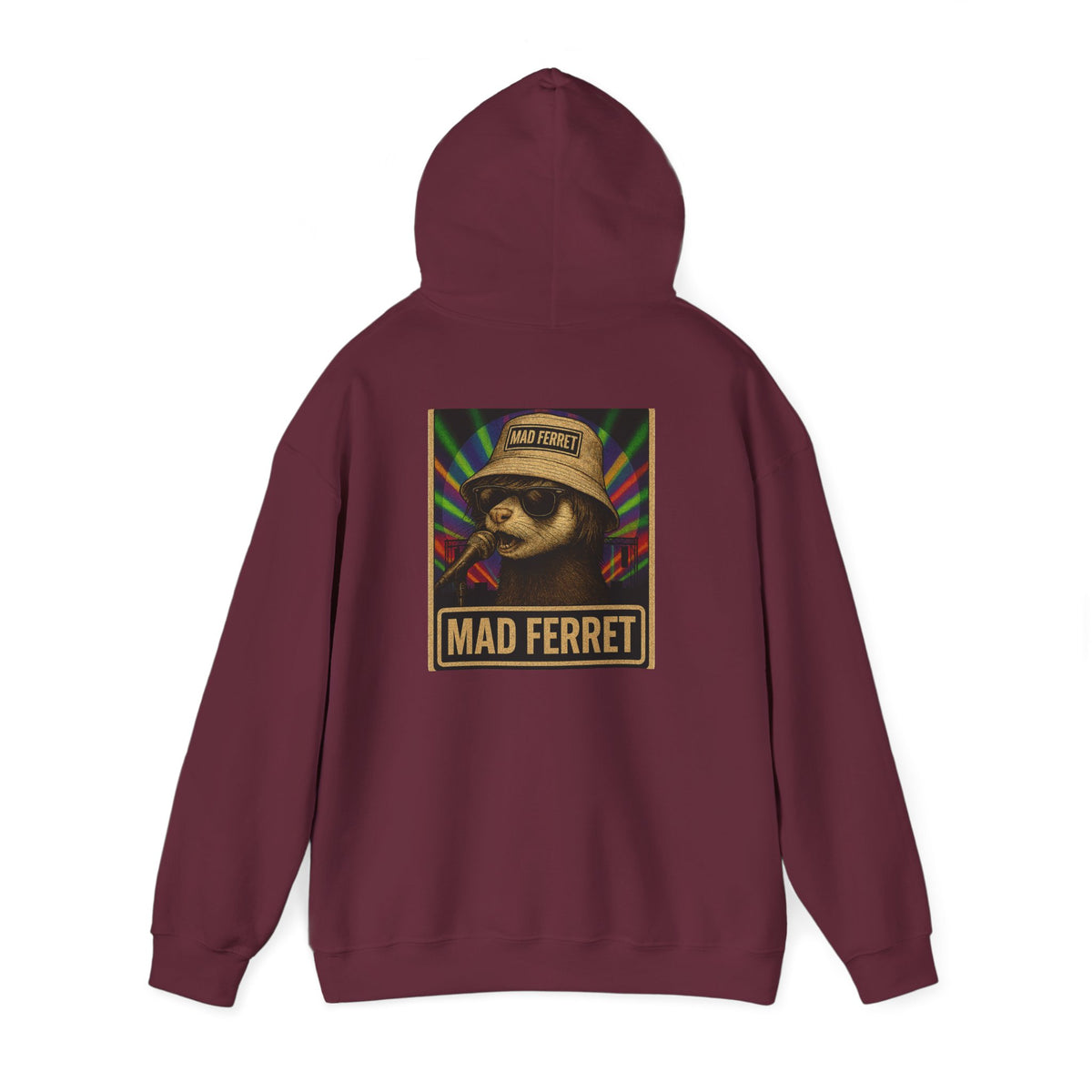 Mad Ferret White Logo and Graphic Unisex Heavy Blend™ Hooded Sweatshirt