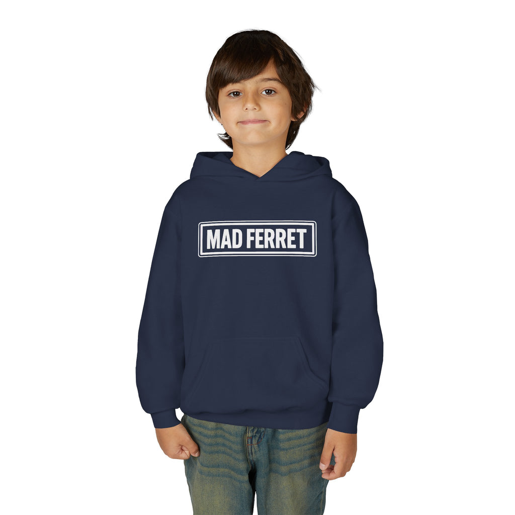 Mad Ferret White Logo Youth Heavy Blend Hooded Sweatshirt