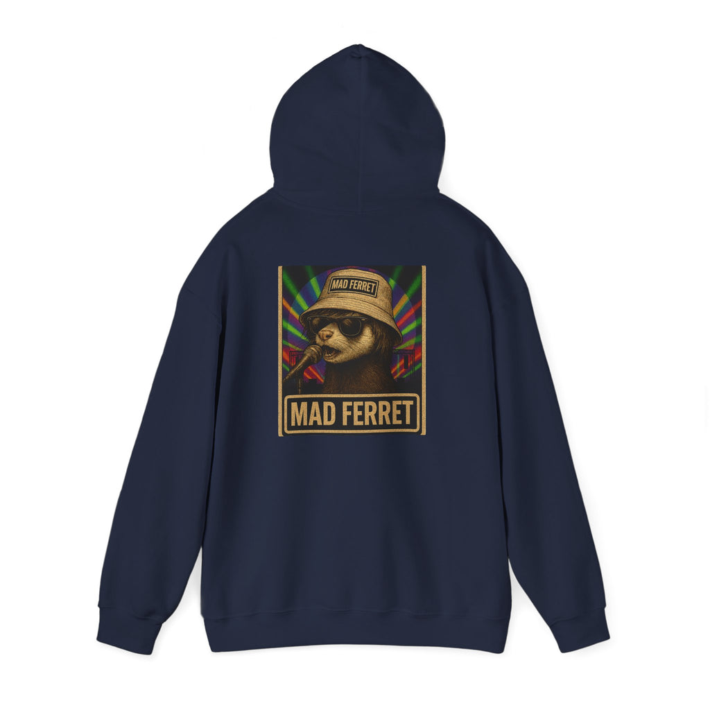 Mad Ferret White Logo and Graphic Unisex Heavy Blend™ Hooded Sweatshirt