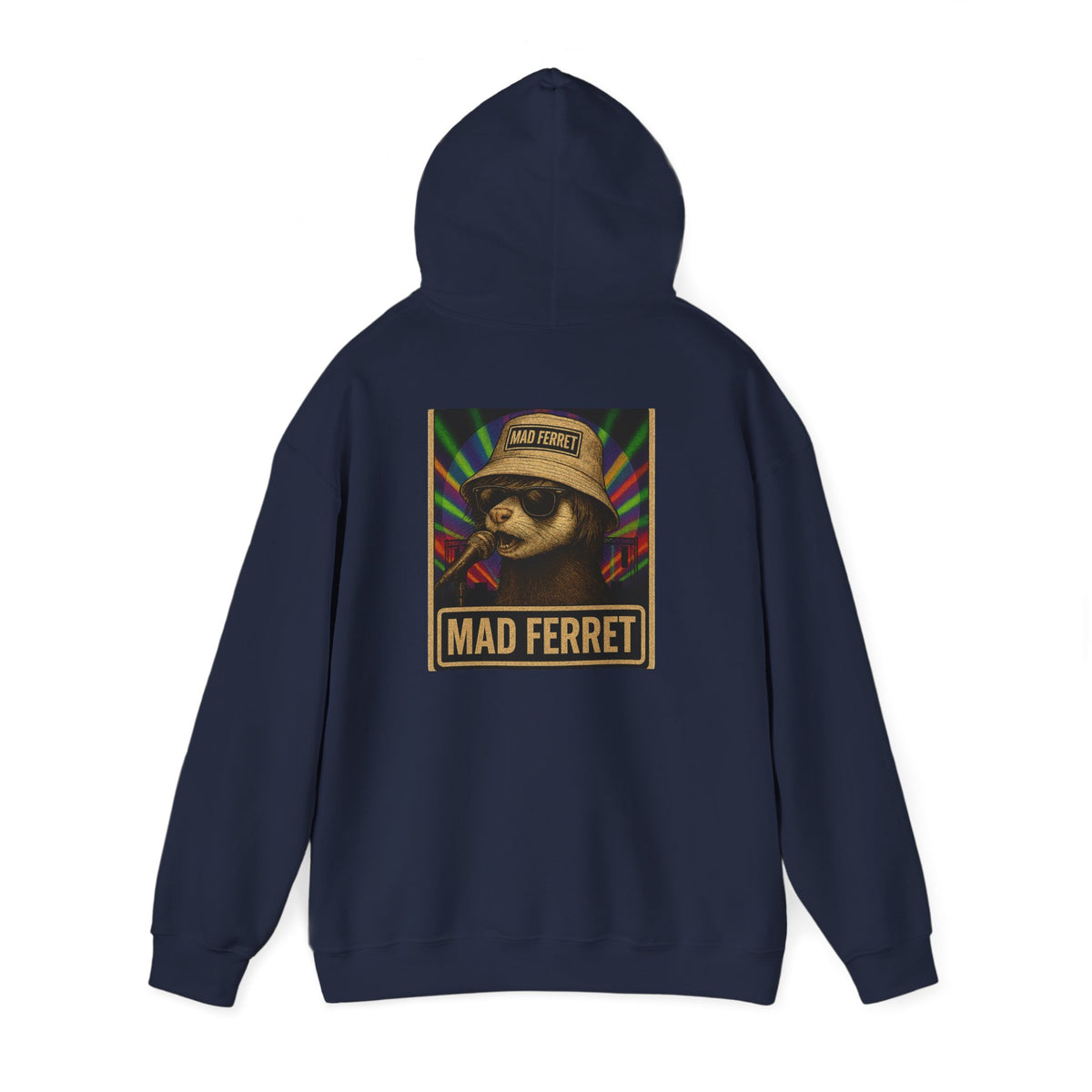 Mad Ferret White Logo and Graphic Unisex Heavy Blend™ Hooded Sweatshirt