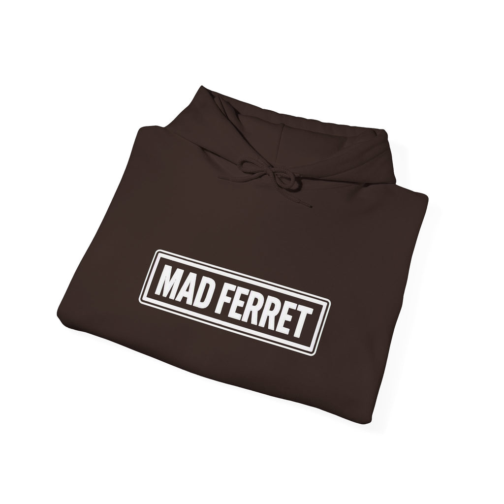 Mad Ferret White Logo and Graphic Unisex Heavy Blend™ Hooded Sweatshirt