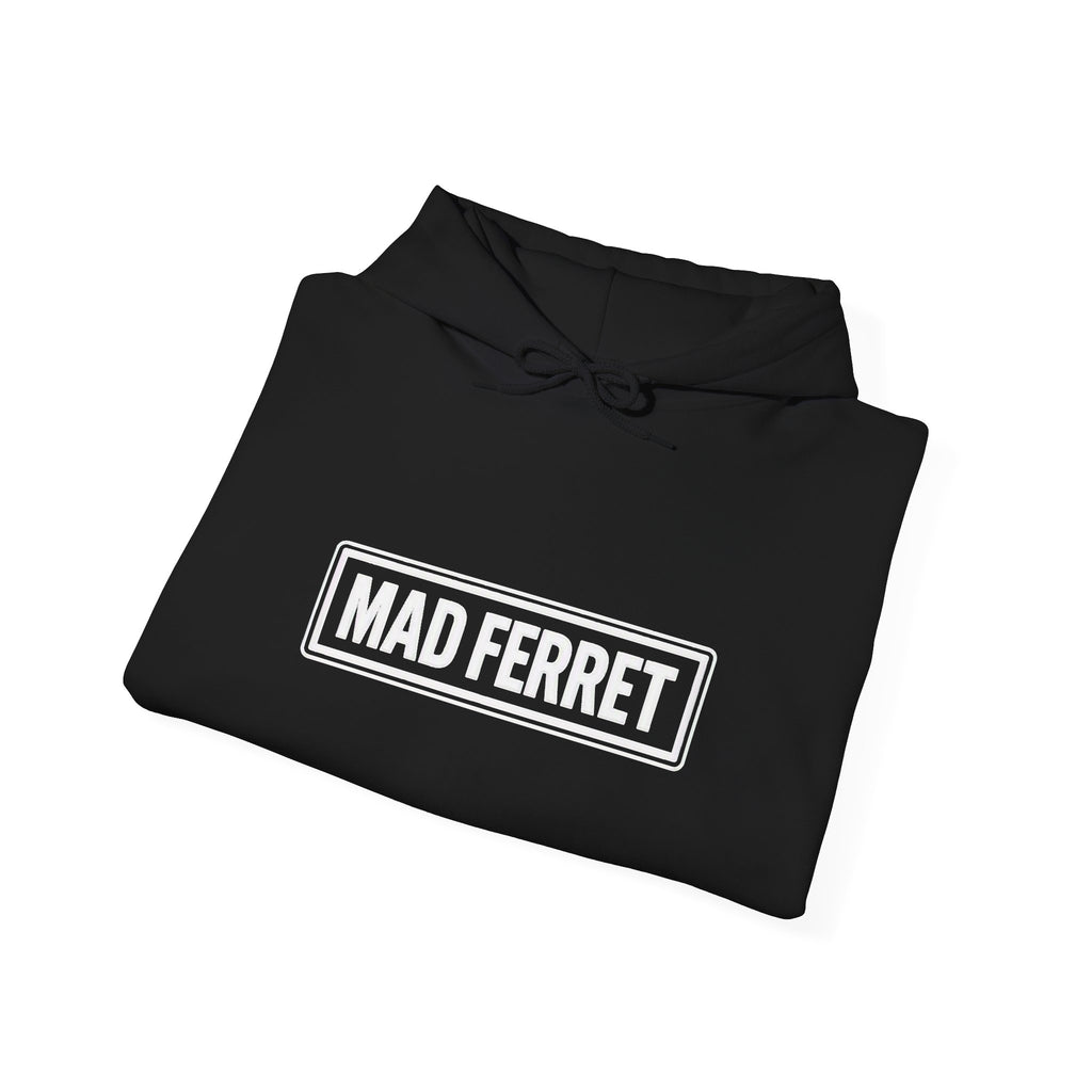 Mad Ferret White Logo and Graphic Unisex Heavy Blend™ Hooded Sweatshirt