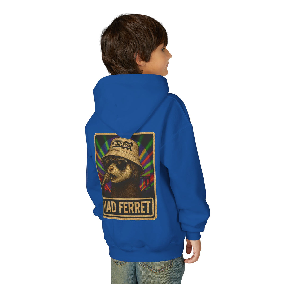 Mad Ferret White Logo Youth Heavy Blend Hooded Sweatshirt