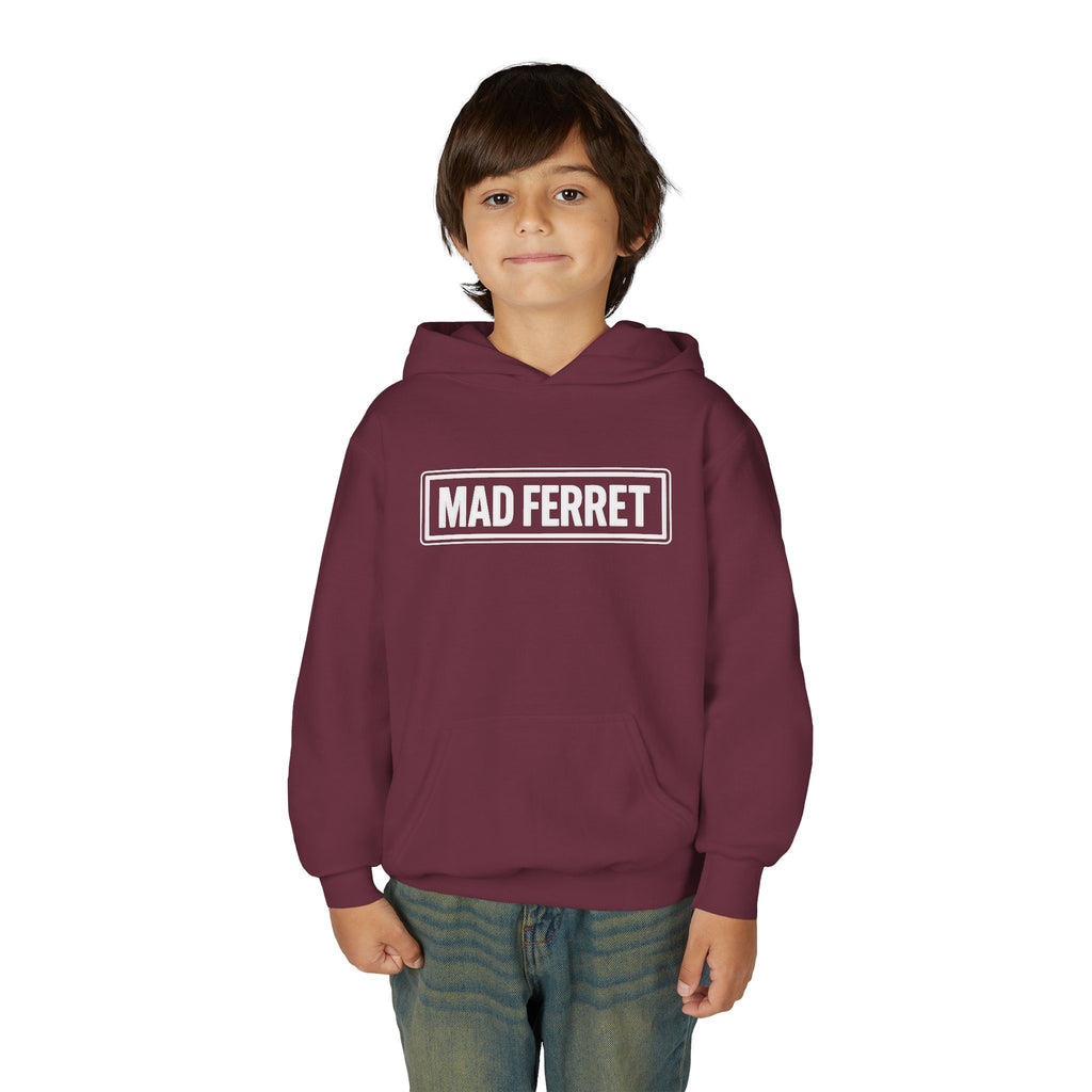 Mad Ferret White Logo Youth Heavy Blend Hooded Sweatshirt