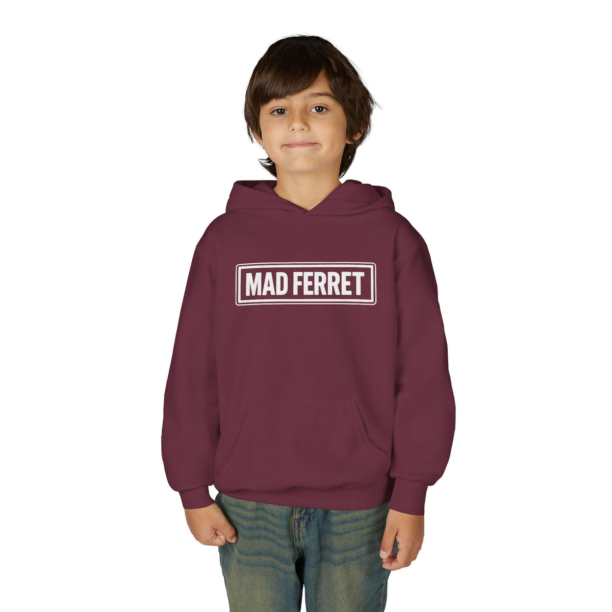 Mad Ferret White Logo Youth Heavy Blend Hooded Sweatshirt