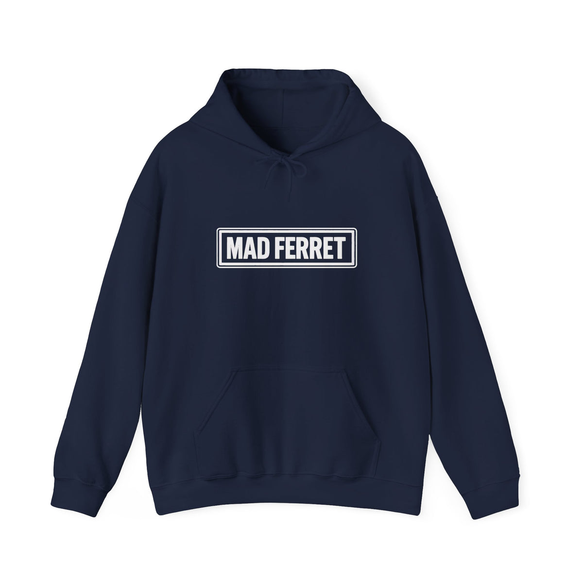 Mad Ferret White Logo and Graphic Unisex Heavy Blend™ Hooded Sweatshirt