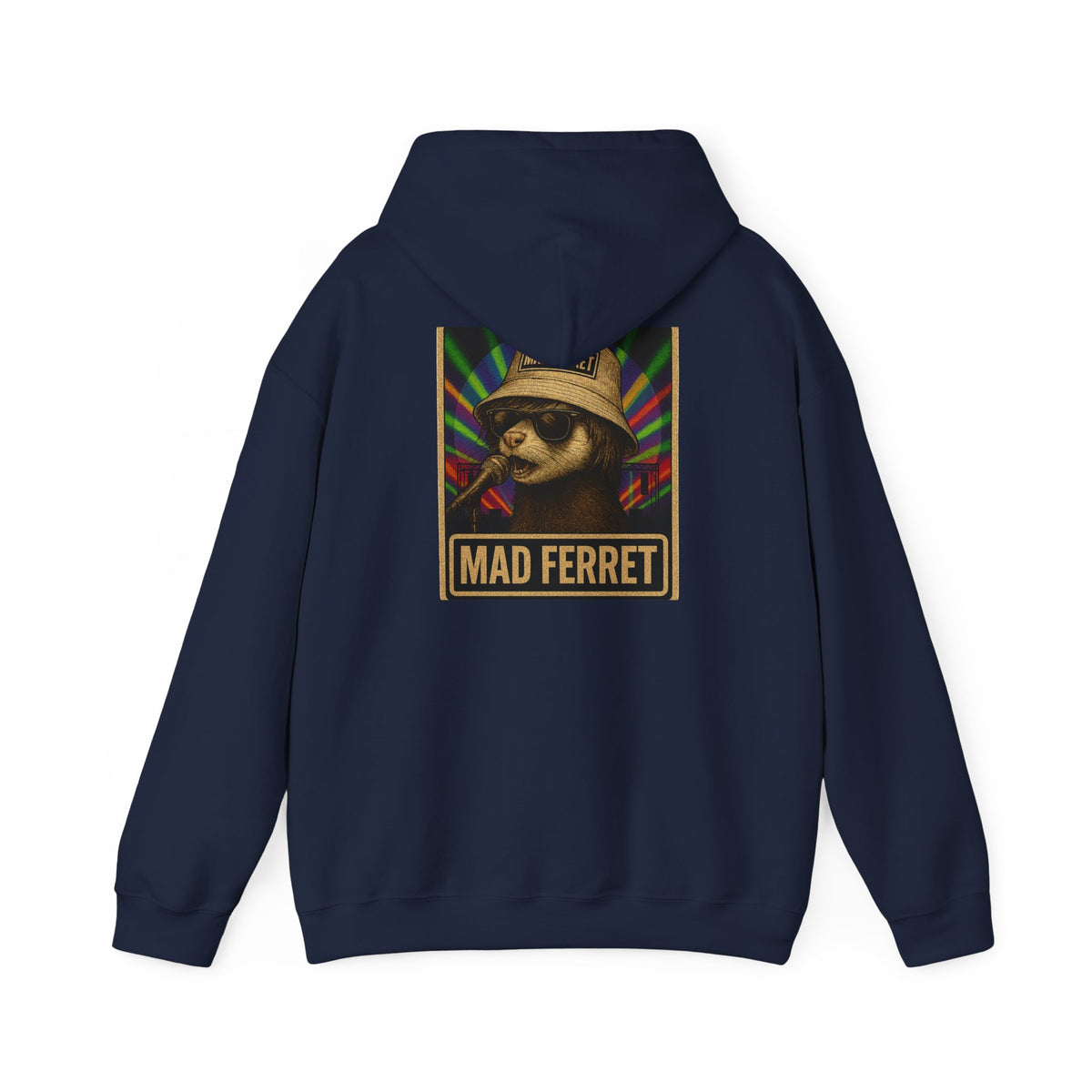 Mad Ferret White Logo and Graphic Unisex Heavy Blend™ Hooded Sweatshirt