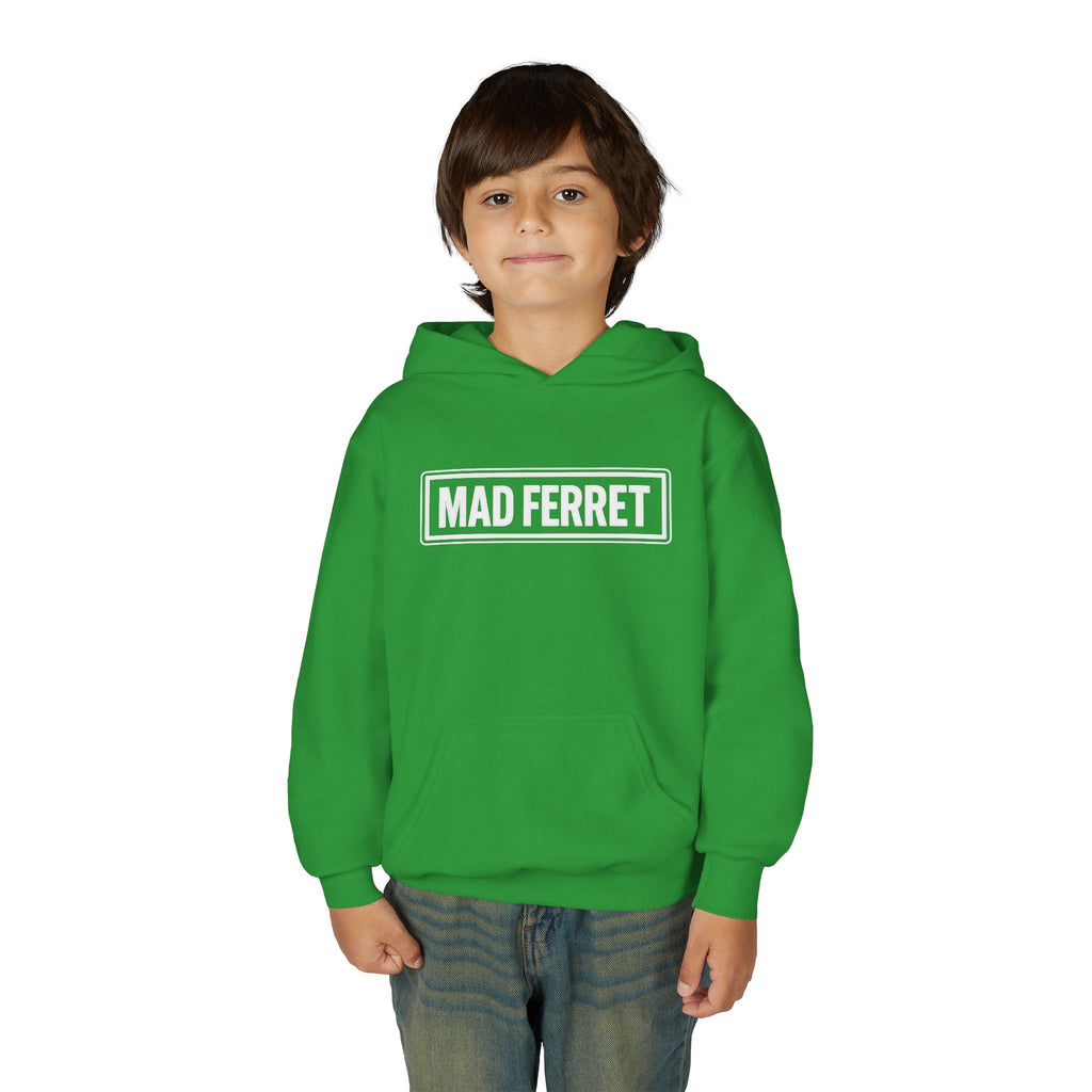 Mad Ferret White Logo Youth Heavy Blend Hooded Sweatshirt