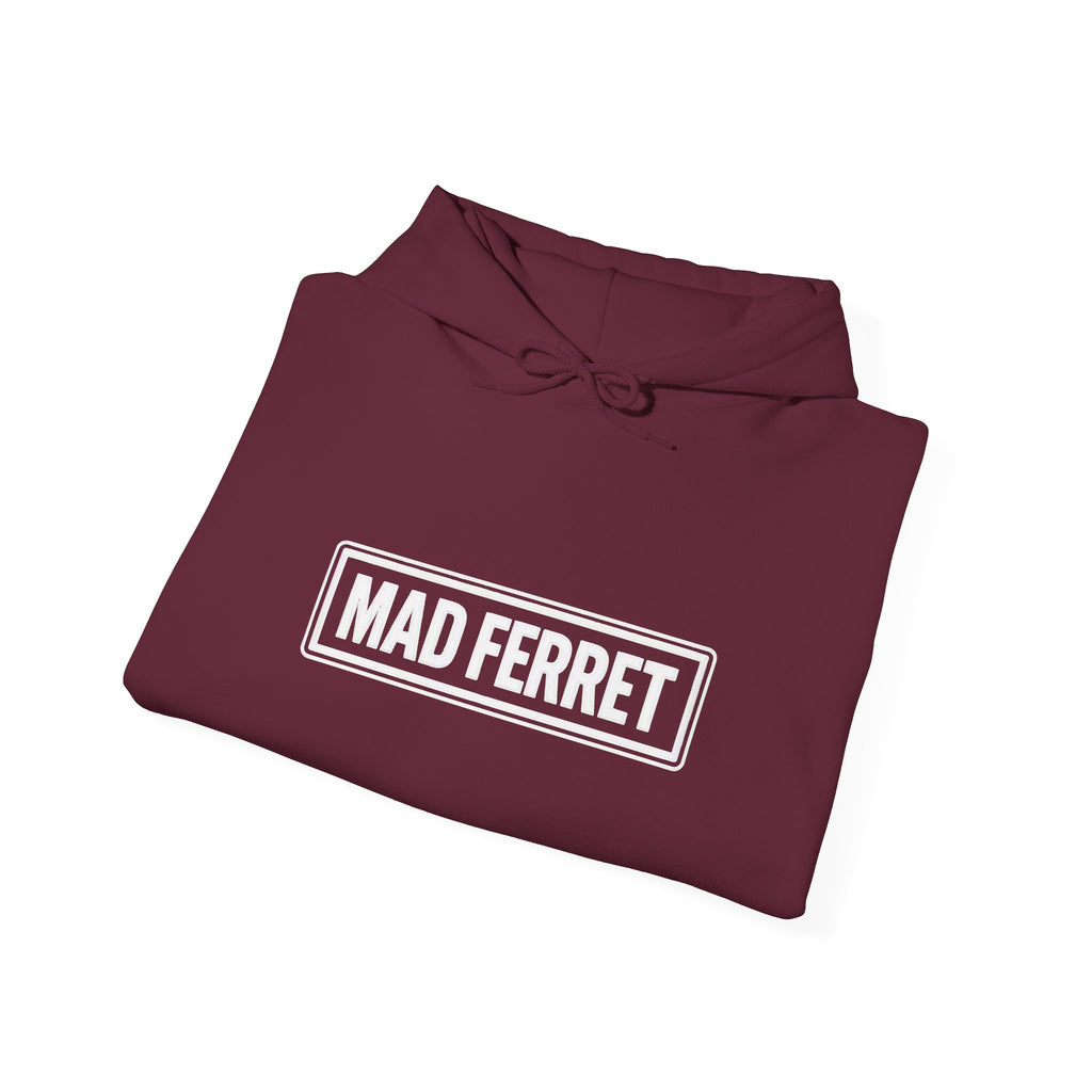 Mad Ferret White Logo and Graphic Unisex Heavy Blend™ Hooded Sweatshirt