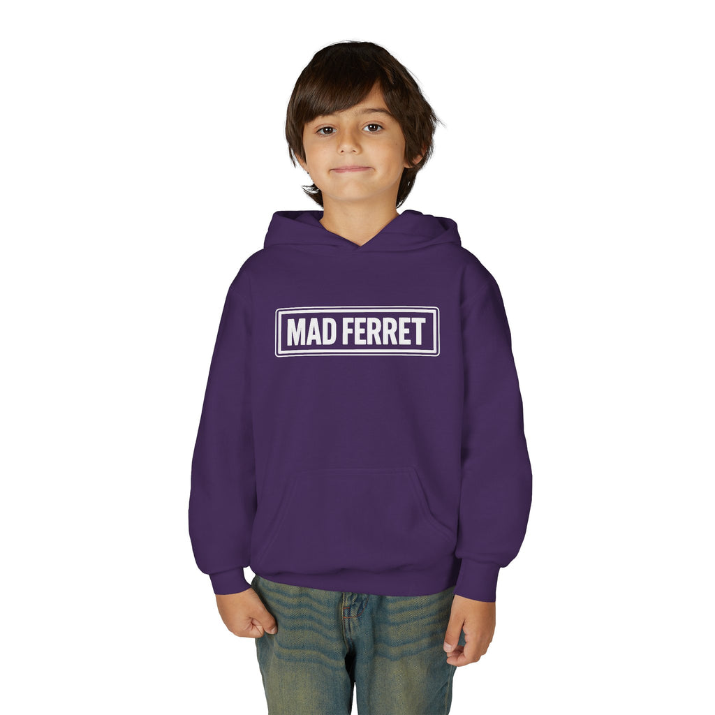 Mad Ferret White Logo Youth Heavy Blend Hooded Sweatshirt