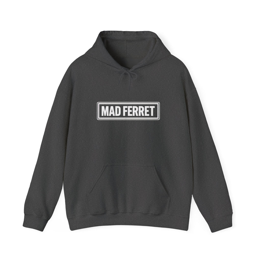 Mad Ferret White Logo and Graphic Unisex Heavy Blend™ Hooded Sweatshirt