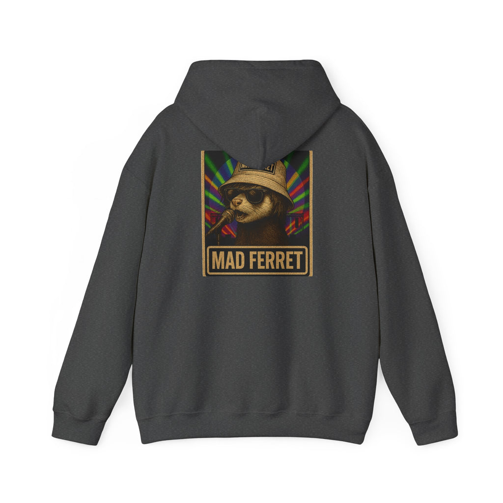Mad Ferret White Logo and Graphic Unisex Heavy Blend™ Hooded Sweatshirt