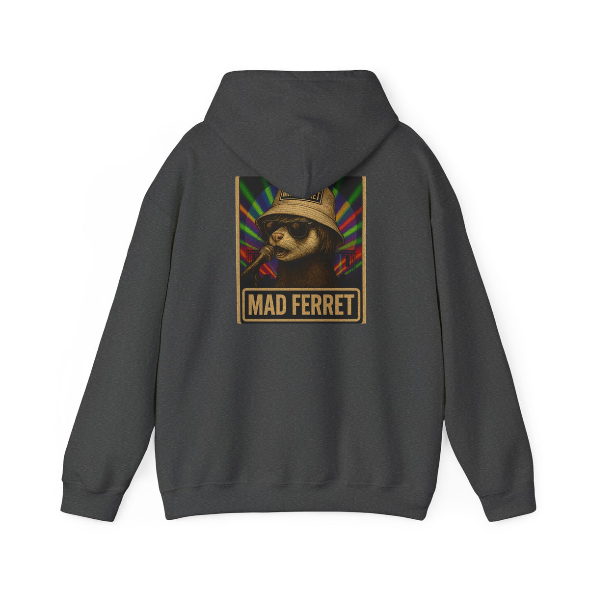 Mad Ferret White Logo and Graphic Unisex Heavy Blend™ Hooded Sweatshirt