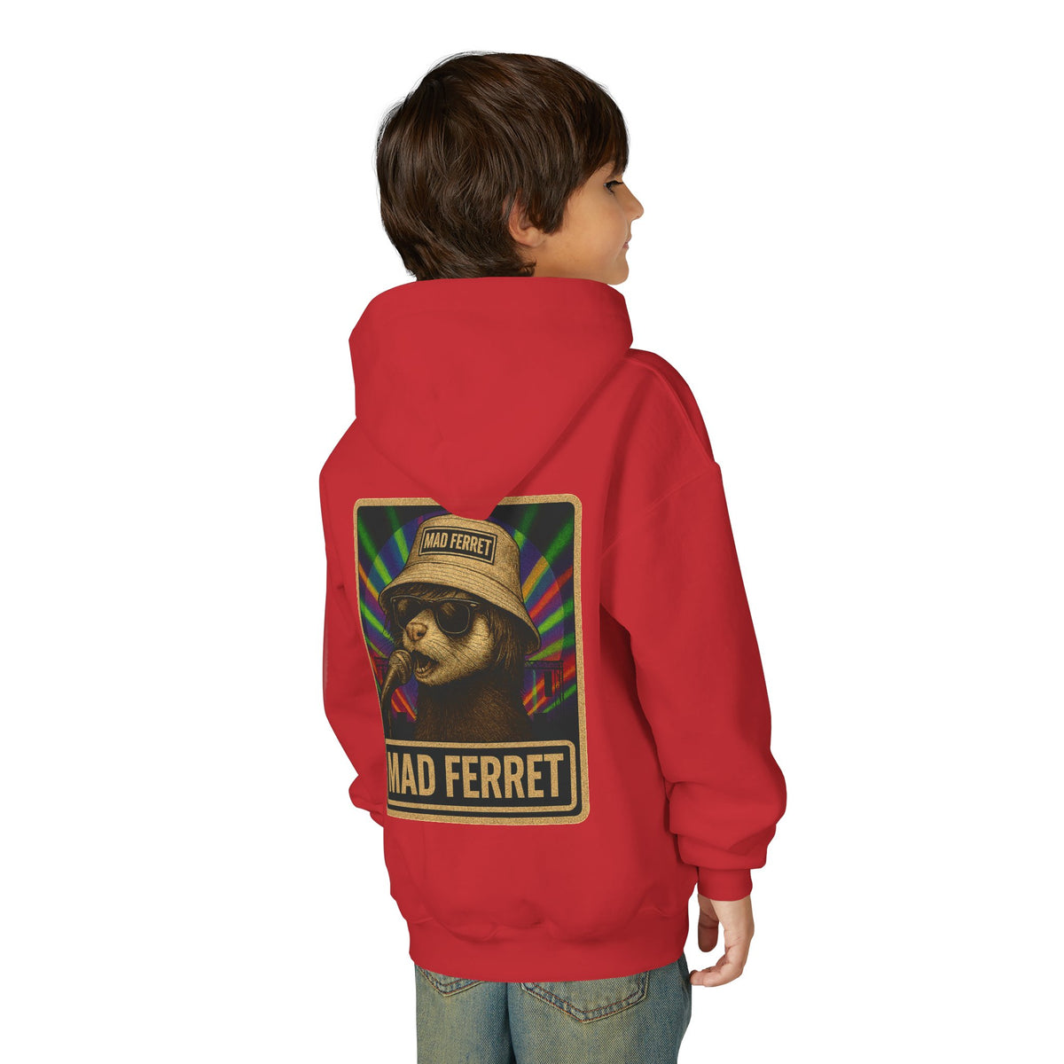 Mad Ferret White Logo Youth Heavy Blend Hooded Sweatshirt