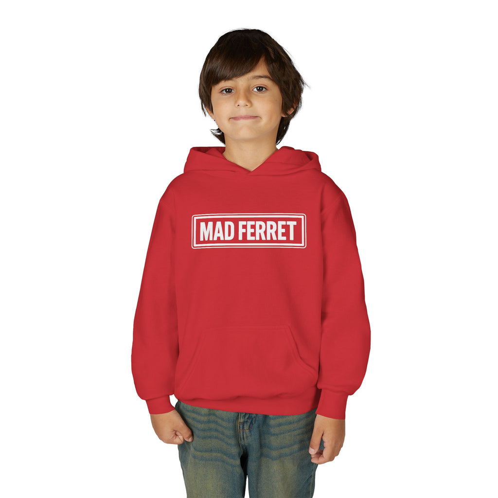 Mad Ferret White Logo Youth Heavy Blend Hooded Sweatshirt