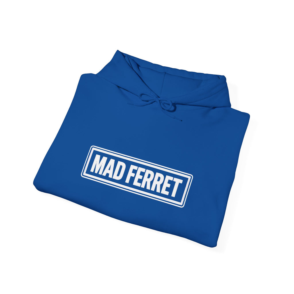 Mad Ferret White Logo and Graphic Unisex Heavy Blend™ Hooded Sweatshirt