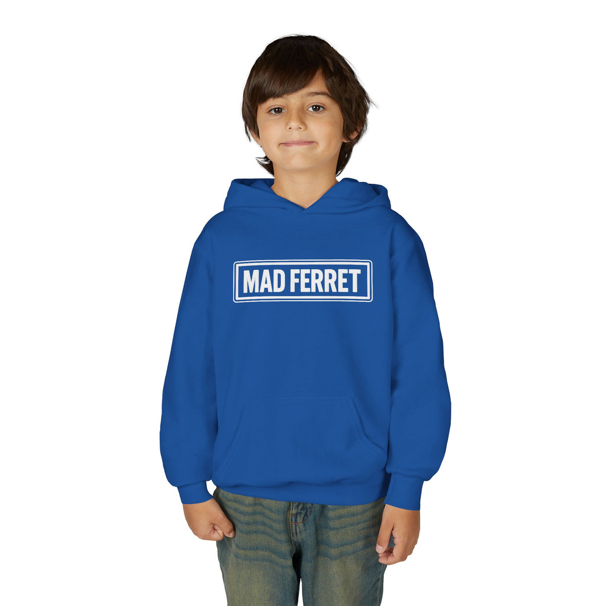 Mad Ferret White Logo Youth Heavy Blend Hooded Sweatshirt